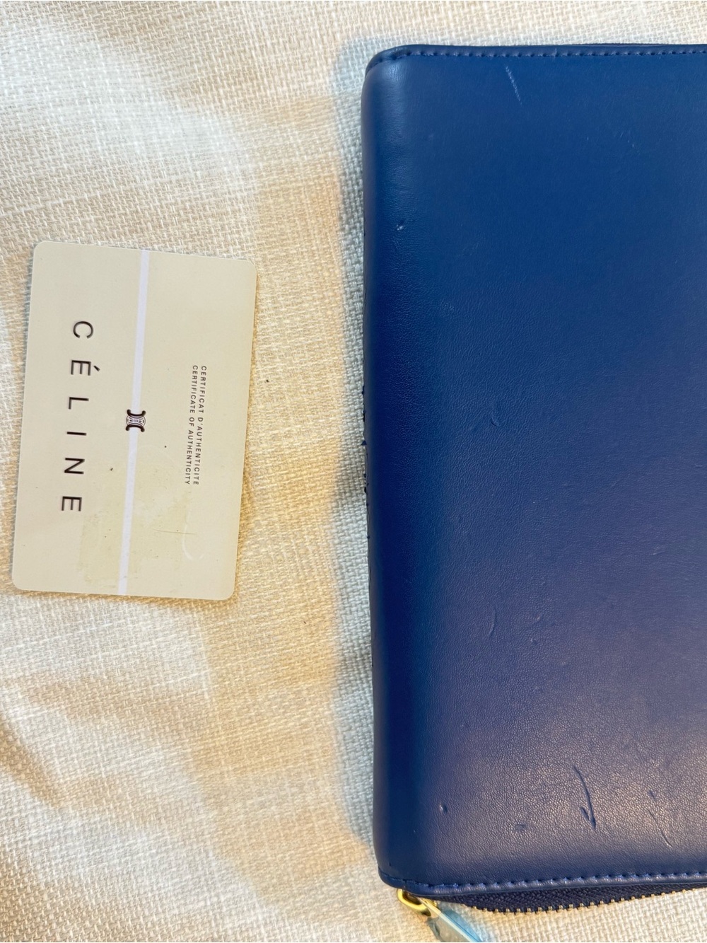 Celine Navy Leather Zip Wallet with Gold Logo - Picture 7 of 7